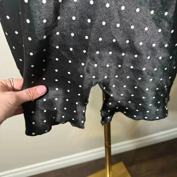 Y2K coquette black polka dot satin slip dress  M pin up - Picture 3 of 6
